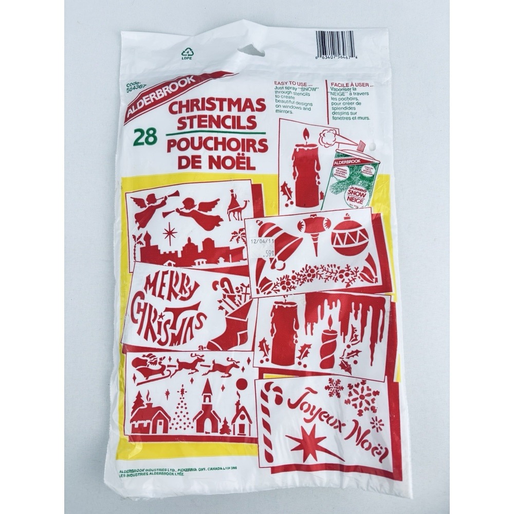 Vintage Alderbrook Frosty Christmas Stencils 28 Spray Snow  Sealed Window‎ Decor